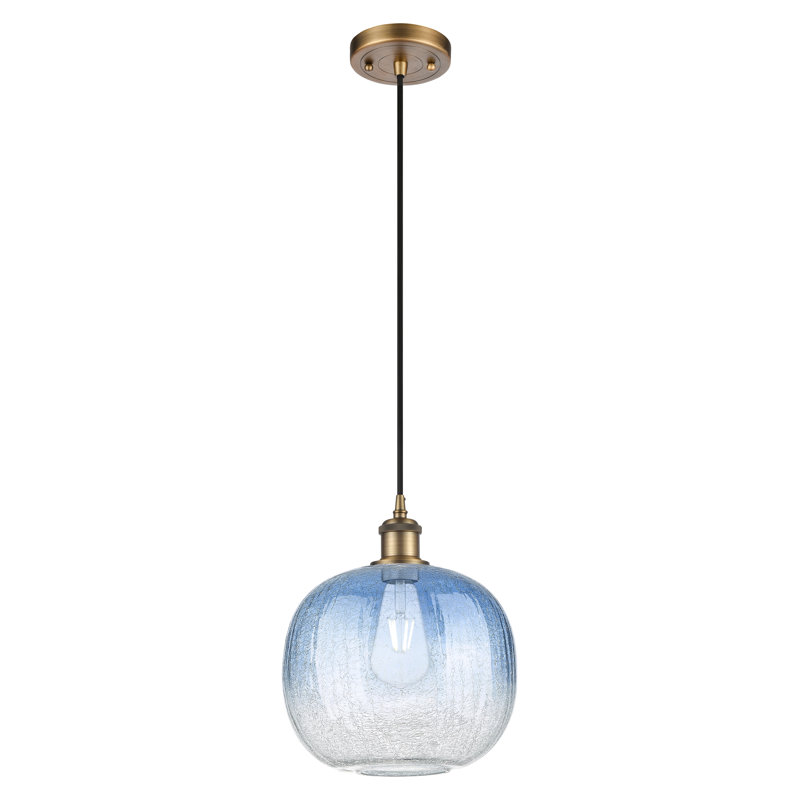 Ballston - Culpepper - Mini-luminaire suspendu à cordon 1 lumière 11 po, Bleu saphir, Laiton brossé