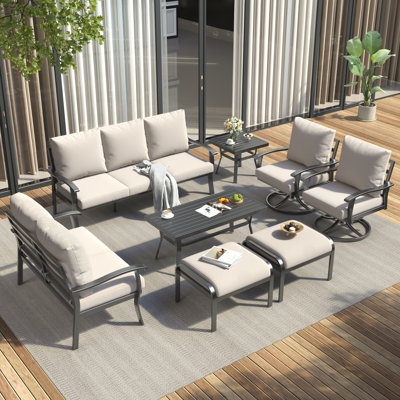 8 PCS Outdoor Metal Conversation Set For 9 Person