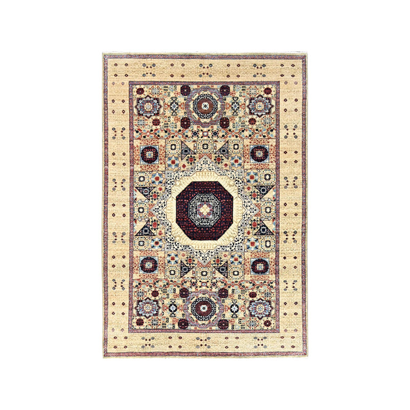 Tapis 200 KPSI en laine douce noué à la main 5 pi 10 po x 8 pi 10 po écru brun 0E7FCFE654614B49AD118FF4E6DEBC20