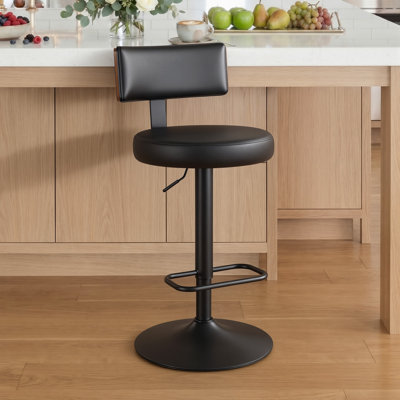 Kamen 25-33" Swivel Adjustable Height Bar Stool Upholstered Counter Stool With Metal Frame