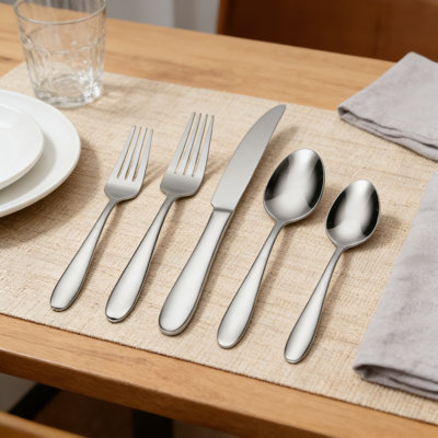 Ensemble de couverts 42 pièces en acier inoxydable, service pour 8, finition miroir 18/0, va au lave-vaisselle avec une garantie à vie
