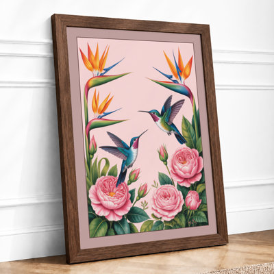 Hummingbirds and Blooms Botanical - Framed Print
