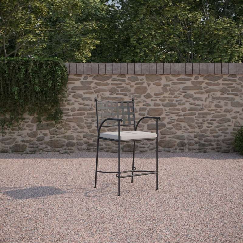Athens Counter Stool + Linen Cushion, 28.13"