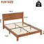 Structure de lit plateforme en bois avec tête de lit à motif en V - Support de lattes, silencieux, rangement sous le lit, brun clair-1913810436