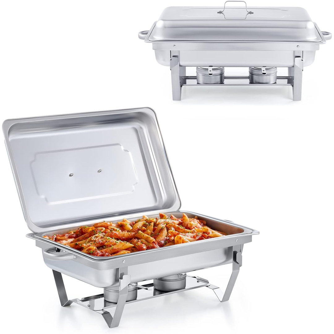 Chafing Dish Buffet Set Chafer für Catering Essen Pfannen Brennstoffhalter Deckel klappbar Rahmen Grade Edelstahl Wärmer...