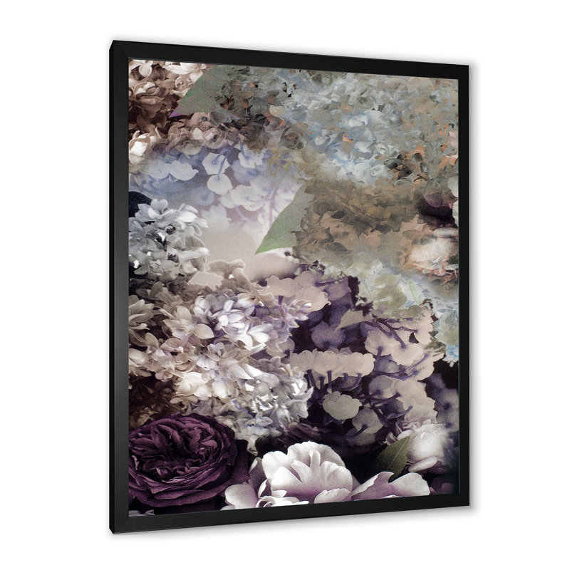 Tissu grung rose pâle en soie - reproduction sur toile, Cadre noir, H 12 po x l 8 po