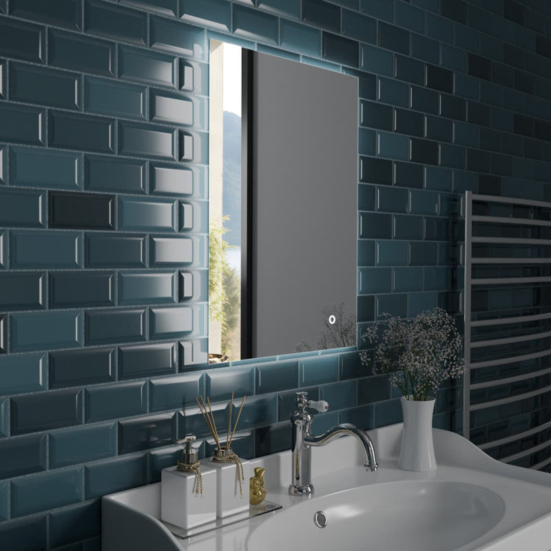 Rectangle LED Bathroom Mirror Fog Free Touch Sensor, 50 cm H x 70 cm W