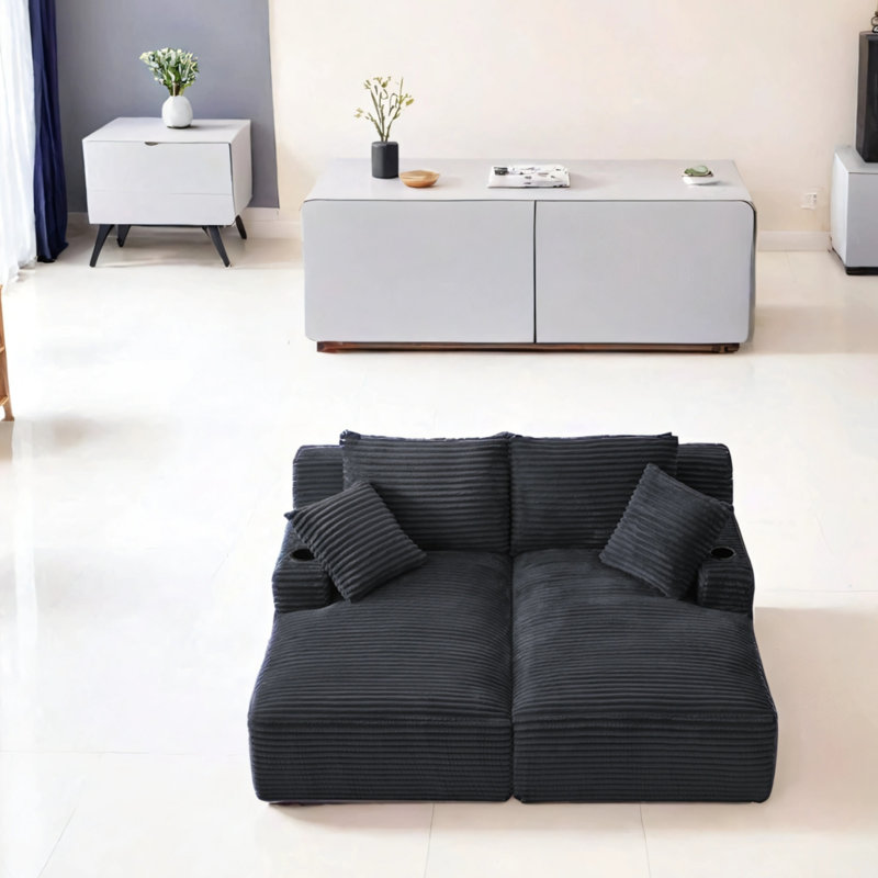 Double fauteuil inclinable compressible avec porte-gobelet
