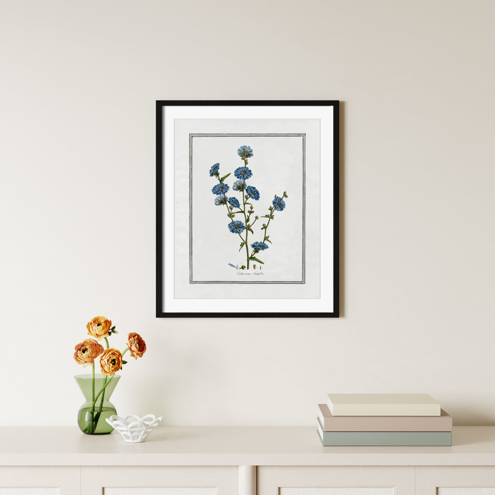 Colombe "Soft Botanical I" Print, Black Framed, 21.5" W x 25.5" H