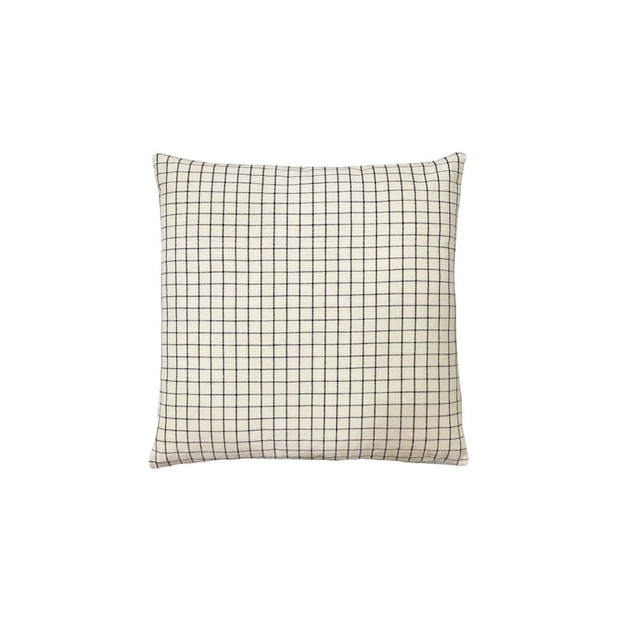 PILLOWPIA Checkered 100% Cotton Reversible Pillow Cover with Signature Zipper Accent, Cream