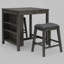 Ensemble de table de bar 3 pièces avec prise électrique, table basse industrielle avec 2 tabourets rembourrés