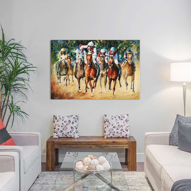 " Horse Race " by Leonid Afremov, 12" H x 18" W x 1.5" D, Wrapped Canvas, No Matte