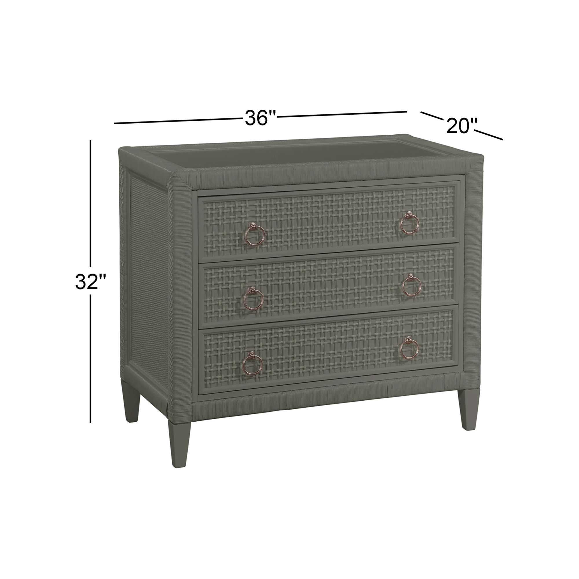 Monterey 3 Drawer 36" W Dresser, Greystone, No, Satin Nickel