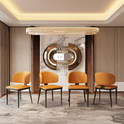 Chaises de salle à manger modernes en similicuir rembourré, chaises d'appoint avec dossier incurvé et pieds en métal