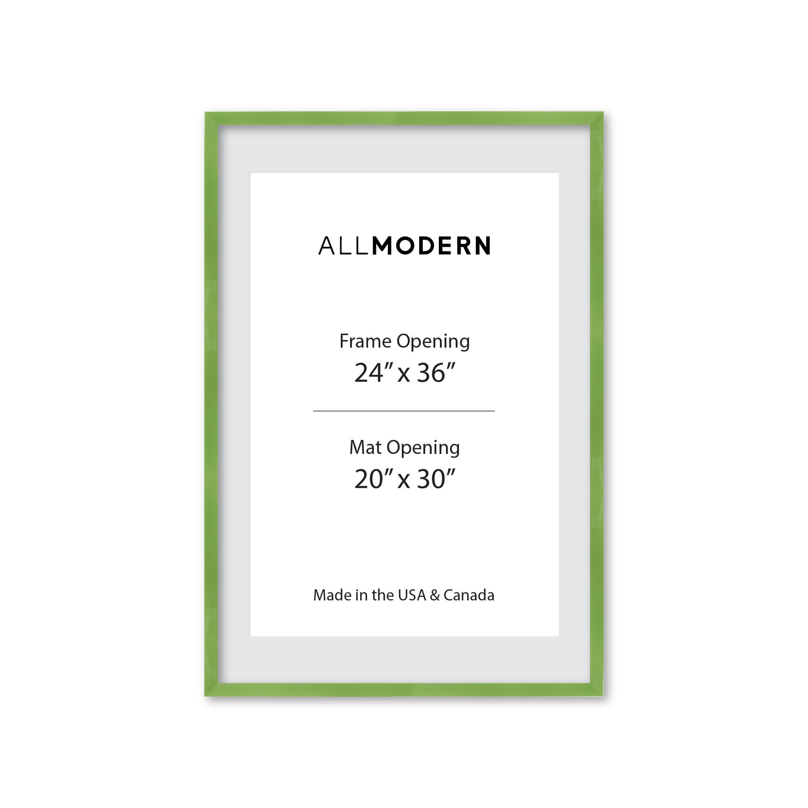 Willin Solid Wood Picture Frame with Mat, 25.75" W x 37.75" H, Fresh Lime
