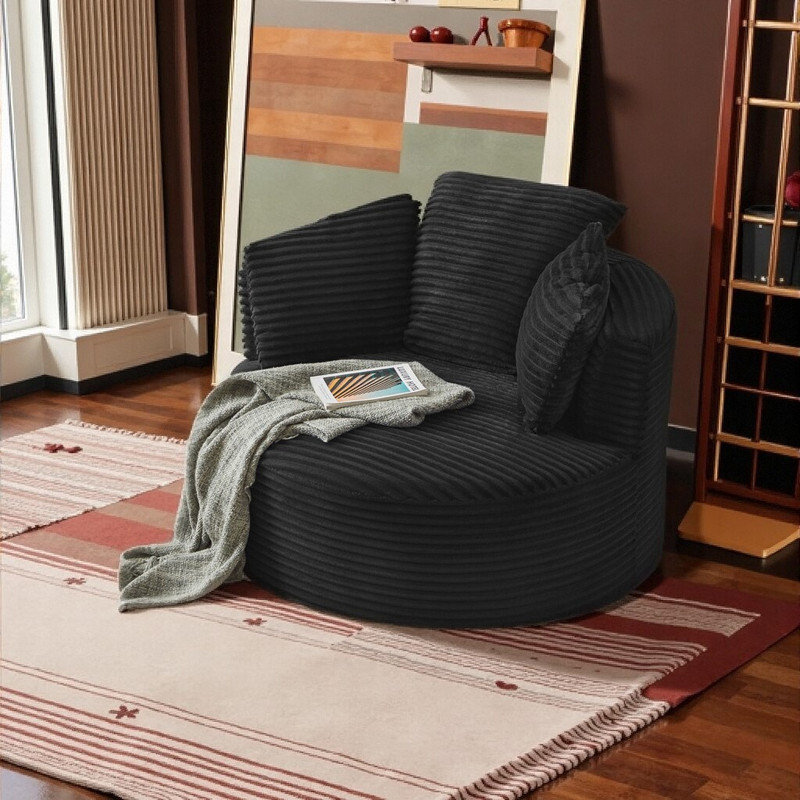 Canapé en velours côtelé moelleux, support pour ressorts ensachés, Noir