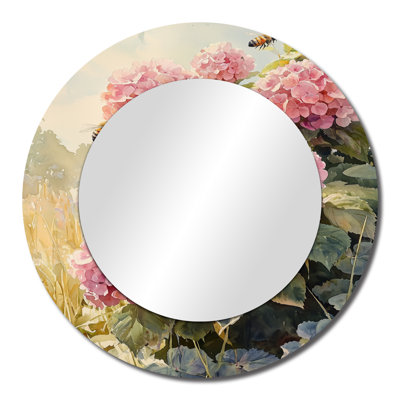 Hydrangeas In The Clover Field I - Floral Mirror Wall Decor - Printed On Metal