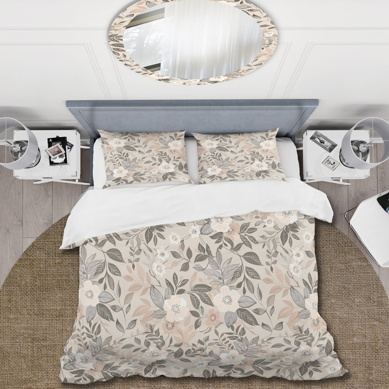 Ensemble de housse de couette pastel Paradise Flower I - Boho, Housse de couette très grand + 2 taies décorativ