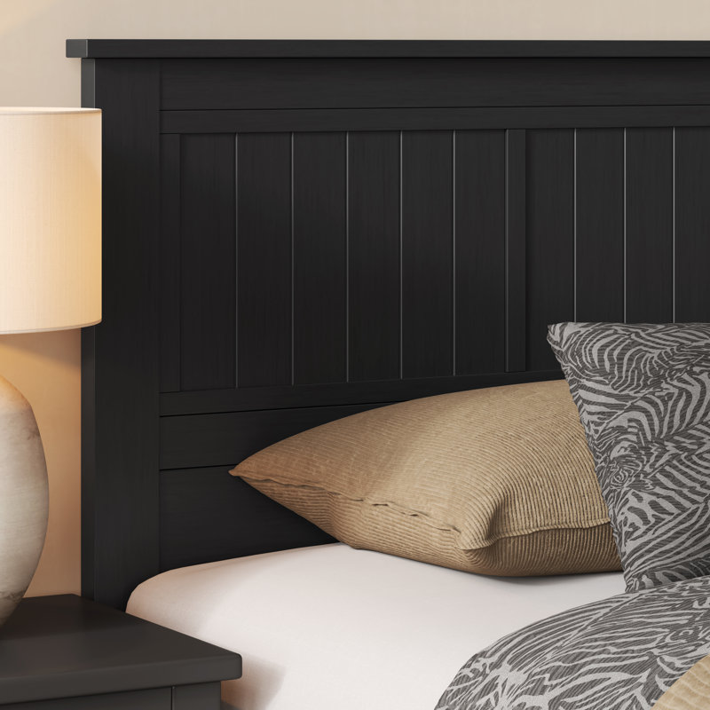 Wilton Window Pane Wood Panel Headboard, Black, King