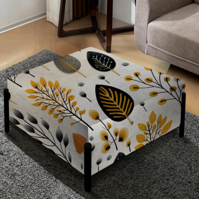 Motif floral minimaliste à charme minimaliste beige - Grand repose-pieds carré floral