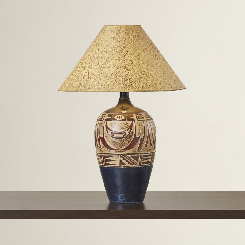 Lampe de table Kanisha Hydrocal, H 28 po x l 21 po x P 21 po, Bleu marine indien