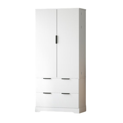 72" Modern Fluted Pantry Cabinet With 2 Drawers & Spice Racks, Freestanding Kitchen Storage Organizer For Dining Room, Office, Entryway