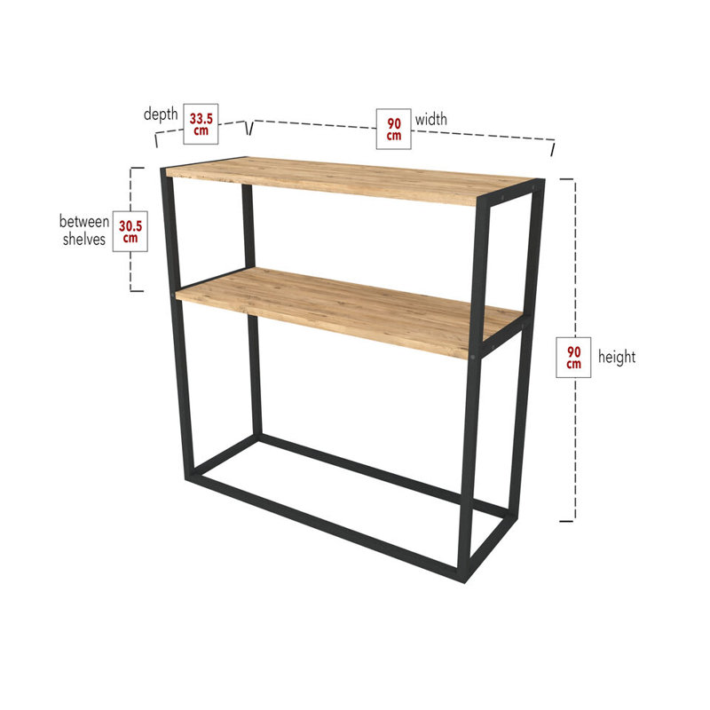 Aigar 90cm Console Table, Natural/Black
