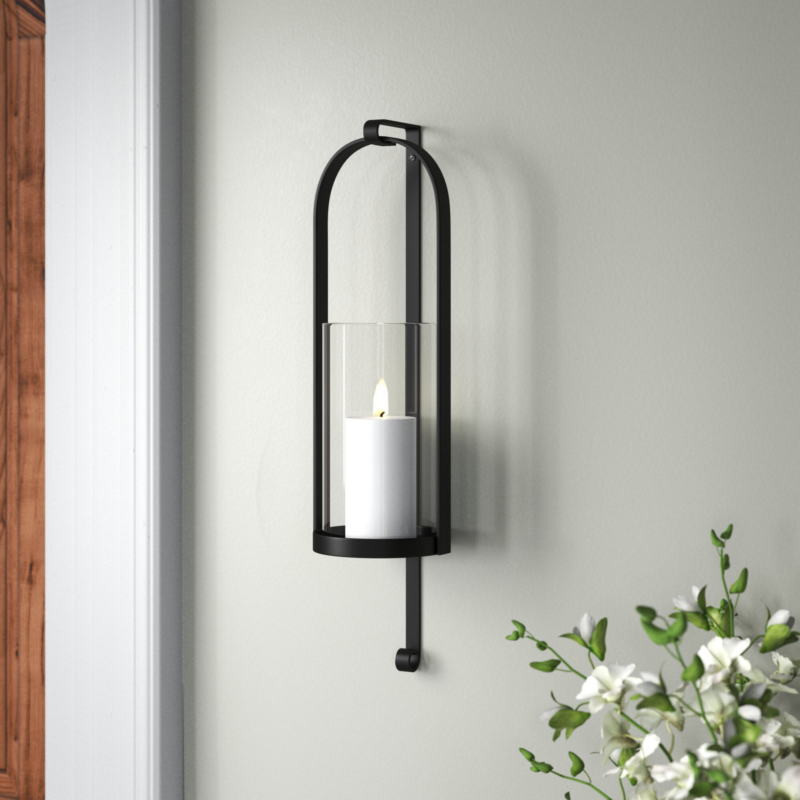 Kero Black Metal Wall Candle Holder