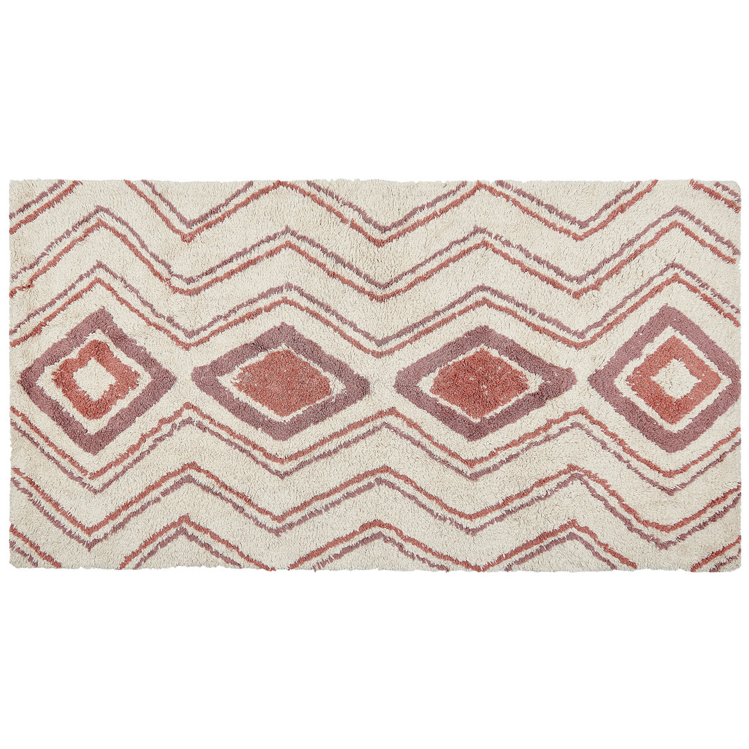 Teppich Ilasha aus Baumwolle in Beige/Rosa