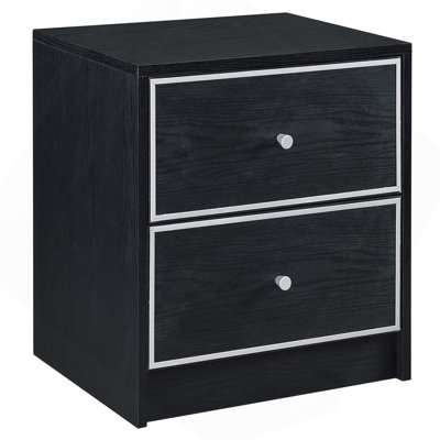 Black And Silver 2-Drawer Nightstand