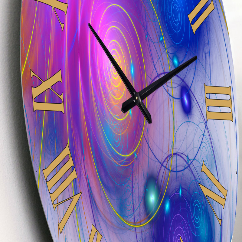 Horloge murale mauve à motif de spirale fractale, Petit