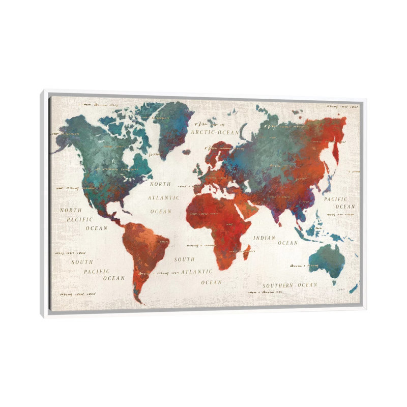 Monde coloré I - Impression, H 40 po x l 60 po x 1,5 po, Toile blanche encadrée
