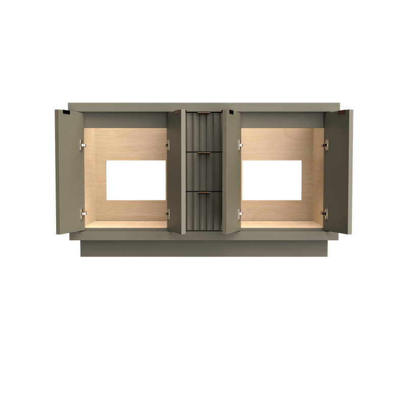 Lecrieú Double Bath Vanity, French Olive, 60", Champagne Bronze