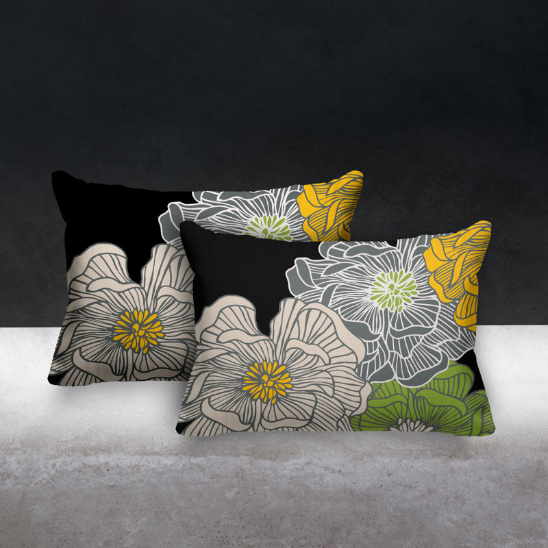  Polyester / Mélange de polyester Housse de coussin rectangulaire intérieure / extérieure lombaire et insert, Gris