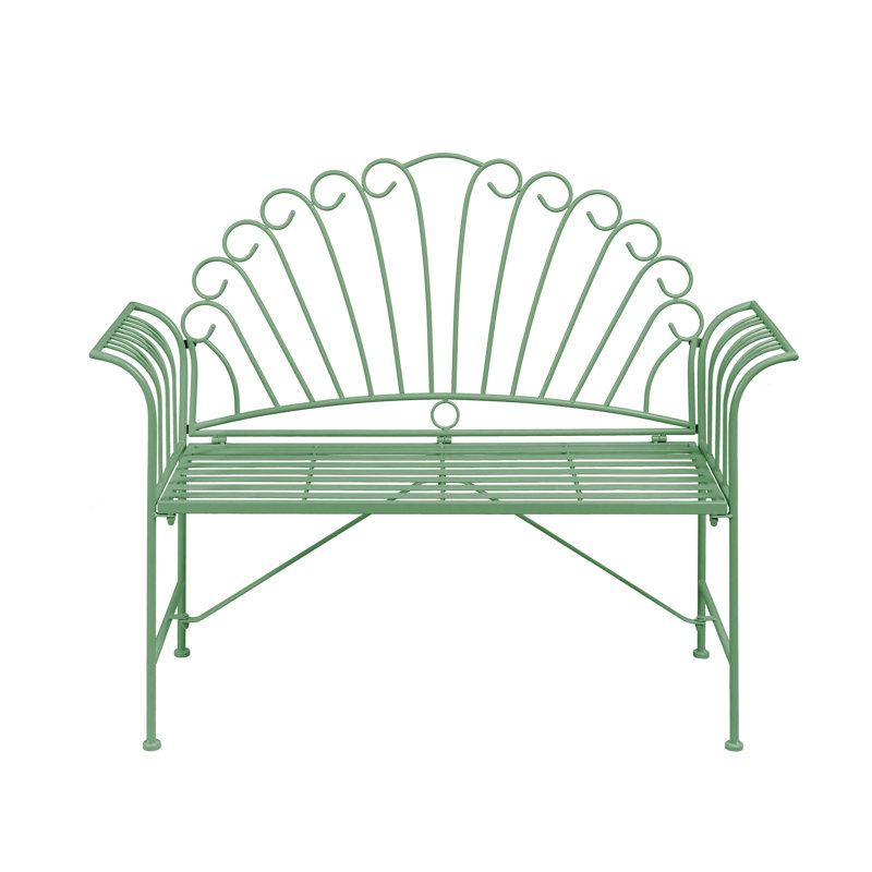 Iron Outdoor Bench, Green
