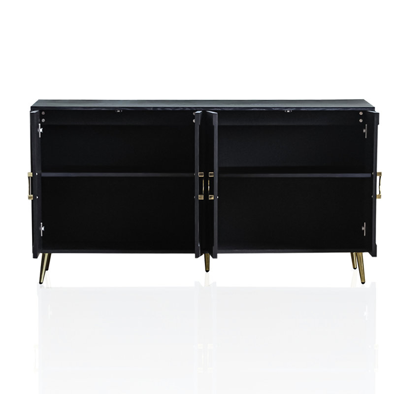 Buffet avec armoire moderne laqué moderne avec 4 portes, noir vieilli pour le salon, le vestibule, le couloir, le bureau, la cuisine et la salle à manger