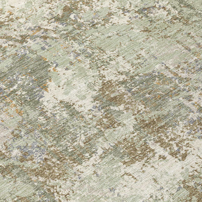 Tapis abstrait lavable à la machine intérieur / extérieur ACN2779, Céleri, 2 pi 6 po x 3 pi 10 po