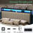 Tryston Full Size Bed Frame With Footstool,upholstered Headboard,led Lights,Cream-1601692872-1601692873