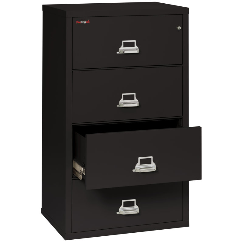 Fireproof 4 - Drawer File Cabinet, Black, Key Lock