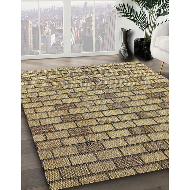 Tapis olive à motif géométrique Schacht, Rectangle 7 pi x 10 pi