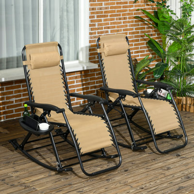 2 chaises berçantes d'extérieur, chaise berçante inclinable pliable