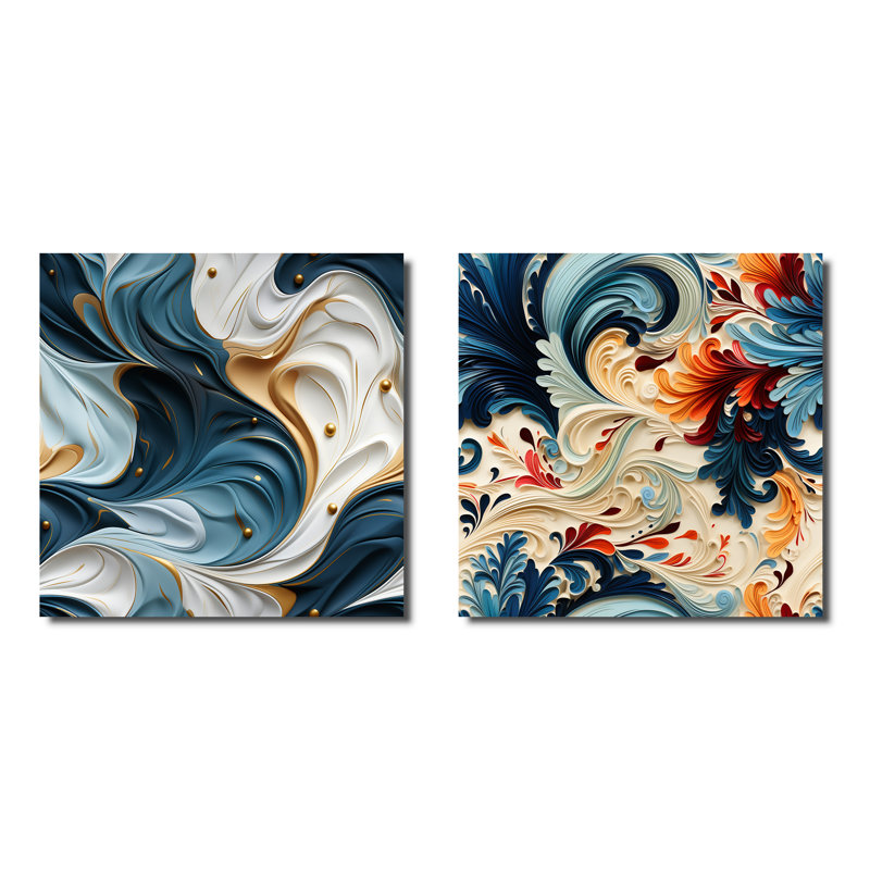 Maxfield - Ensemble de 2 reproductions d'art abstrait, H 36 po x l 73 po x P 1,5 po, Toile tendue