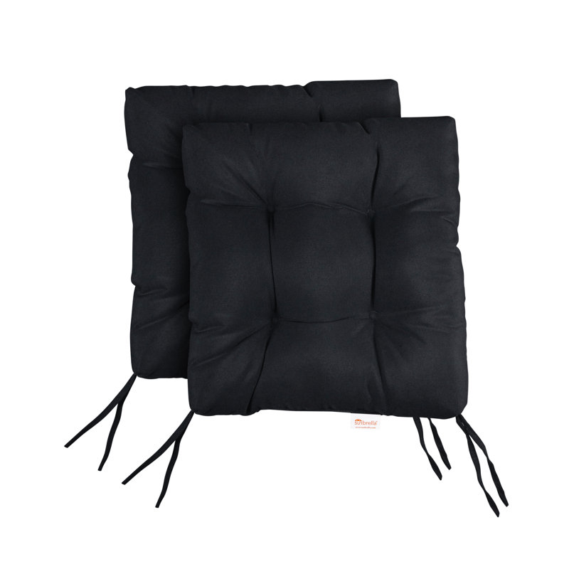 Coussin de siège d'extérieur 2 pièces, Noir, L 19 po x P 19 po