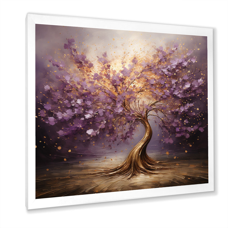 «Mauve Magictree Essence», art mural arbre, Blanc, H 36 po x l 36 po
