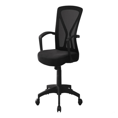 Chaise de bureau, hauteur réglable, pivotante, ergonomique, accoudoirs, bureau d'ordinateur, travail, filet noir, métal noir, contemporain, moderne