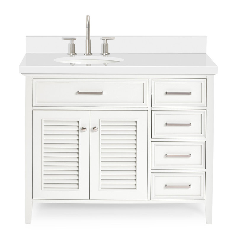 Kensington 43'' W Single Vanity, White, 36.25", White Carrara Quartz