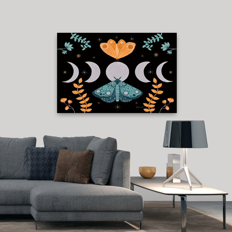 Moon Moth I, abstrait, papillon de nuit contemporain, art de la nature, H 48 po x l 32 po