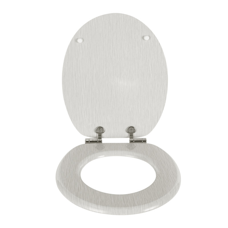 East Urban Home Premium Toilet Seat Toilet Seat With Soft Close, MDF Wood Core, Softclose Hinge, Antibacterial, Design Decor