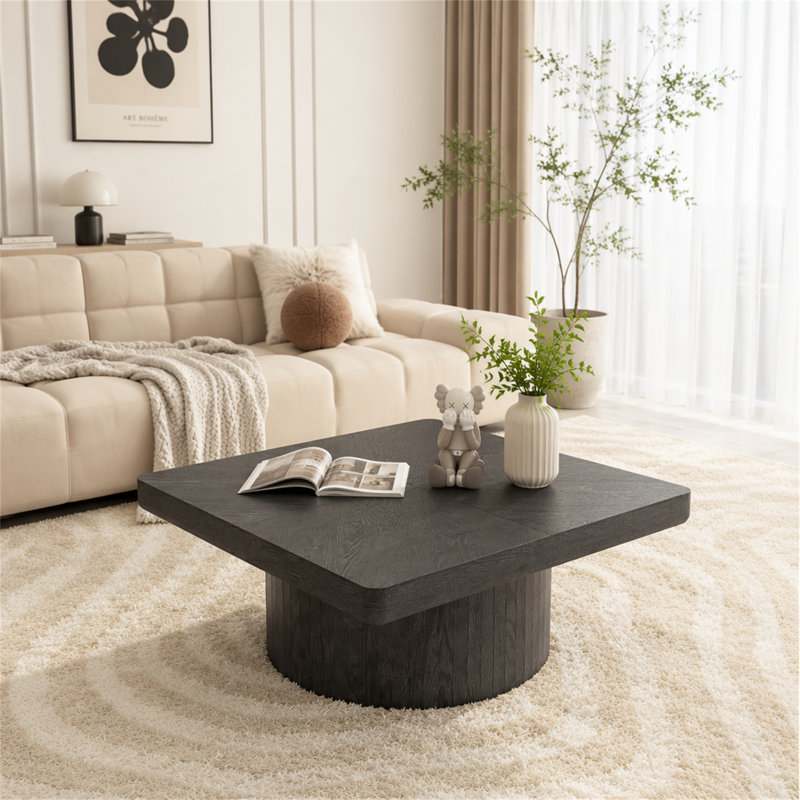 Table basse carrée 34,6 po pour le salon, Noir