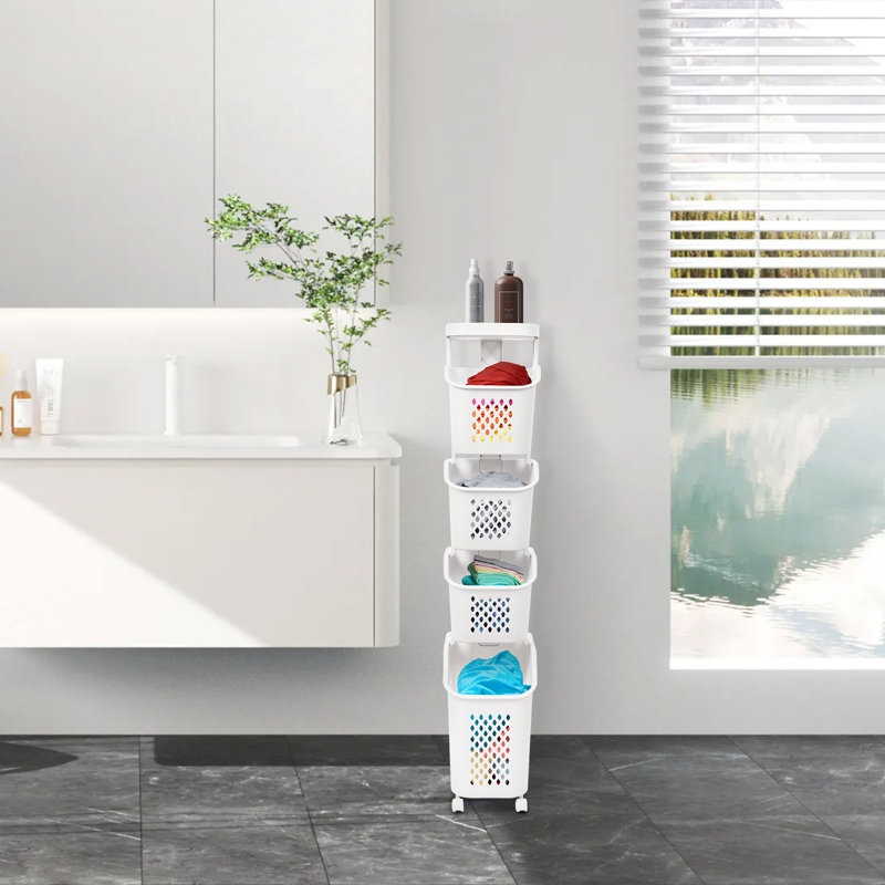Multi-layer Laundry Basket With Wheels, 52" H x 8.30" W x 15.10" D